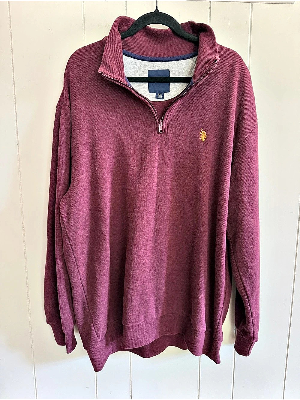 U.S. Polo Assn. Burgundy Quarter Zip Pullover 3XL Preppy Ivy League Country Club